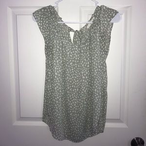 Teal and White Floral Blouse